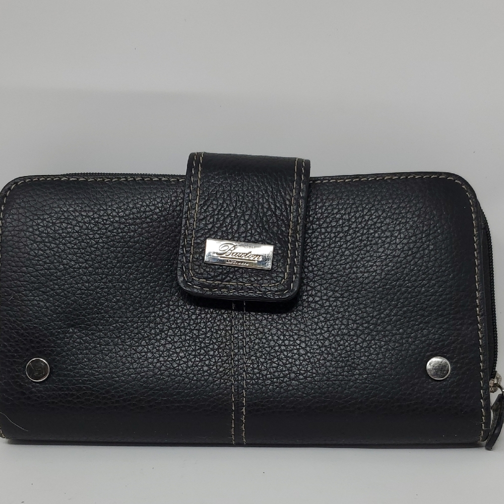 BUXTON WESTCOTT Organizer Clutch  Black Leather Wallet